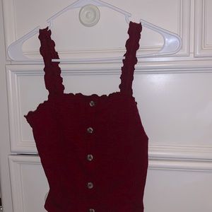lacey button up maroon tank